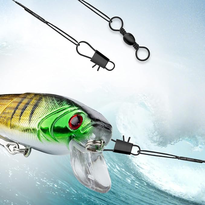 Fishing Leaders, Anti-bite Stainless Steel Wire Leaders Fishing Leaders Line with Swivels for Saltwater and Freshwater