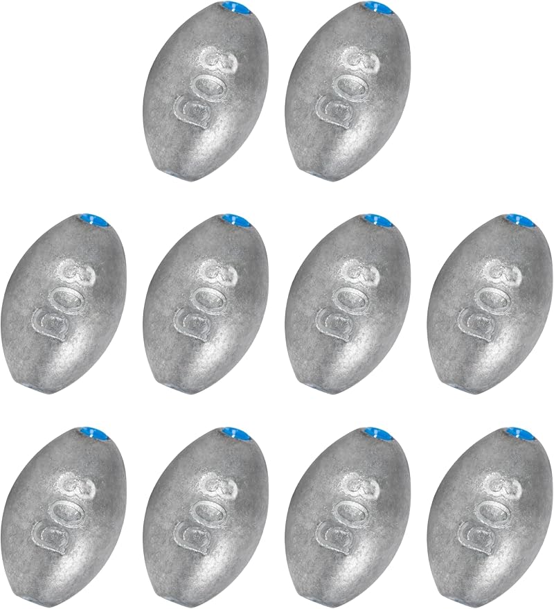 BLUEWING Egg Sinkers Fishing Weights Oval Shaped Fishing Sinkers Lead Fishing Sinker for Saltwater Fishing，1/8 oz to 7 oz