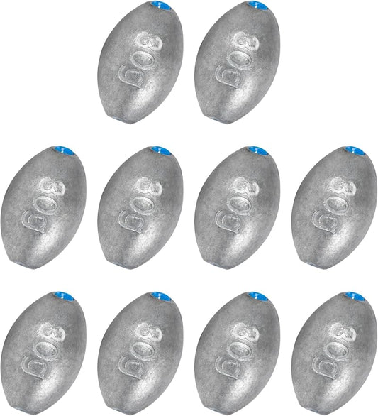 BLUEWING Egg Sinkers Fishing Weights Oval Shaped Fishing Sinkers Lead Fishing Sinker for Saltwater Fishing，1/8 oz to 7 oz