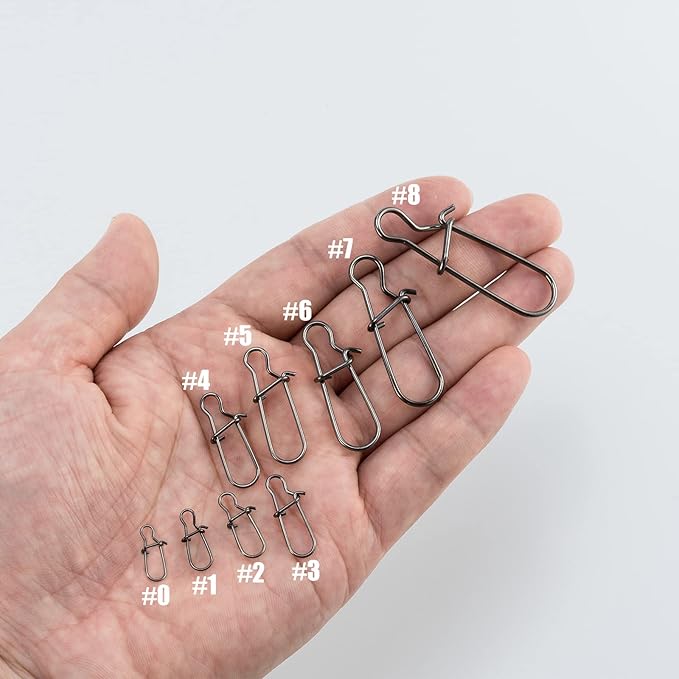 Dr.Fish 100 Pack Duo Lock Fishing Snaps Stainless Steel 26-220LB Lure Snaps Freshwater Saltwater Quick Change Speed Fishing Line Weights Clips