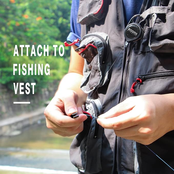Booms Fishing FC2 Fishing Knot Tying Tool, Fly Fishing Line Cutter, Fishing Clippers with Retractor