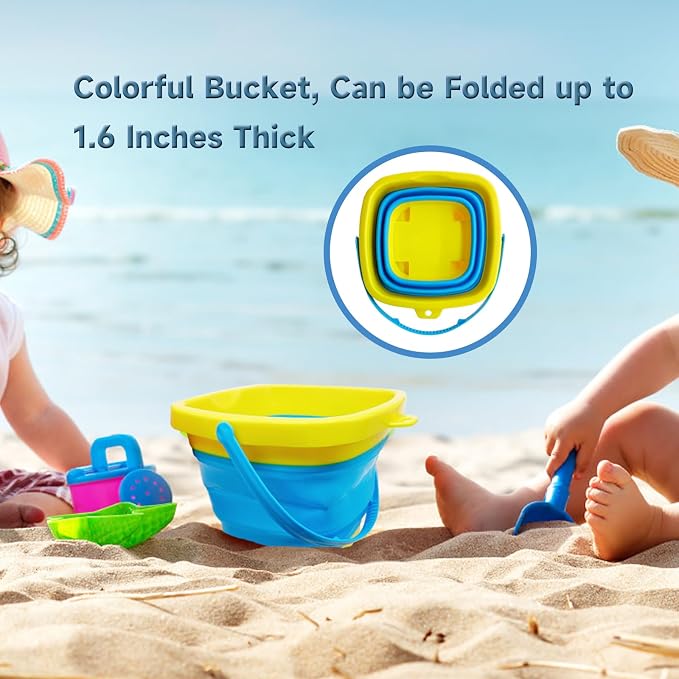 2PCS Fishing Net with Bucket, Telescopic Fishing Landing Net, Collapsible Youth Sand Bucket, Youth Fish Butterfly Catching for Freshwater Saltwater Outdoor Activities