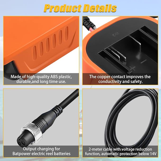 for Dewalt 20V to for Daiwa/for Shimano Electric Fishing Reel Adapter, 14.4V/14.8V Battery Converter for Tanacom/Seaborg/BeastMaster(Adapter Only)