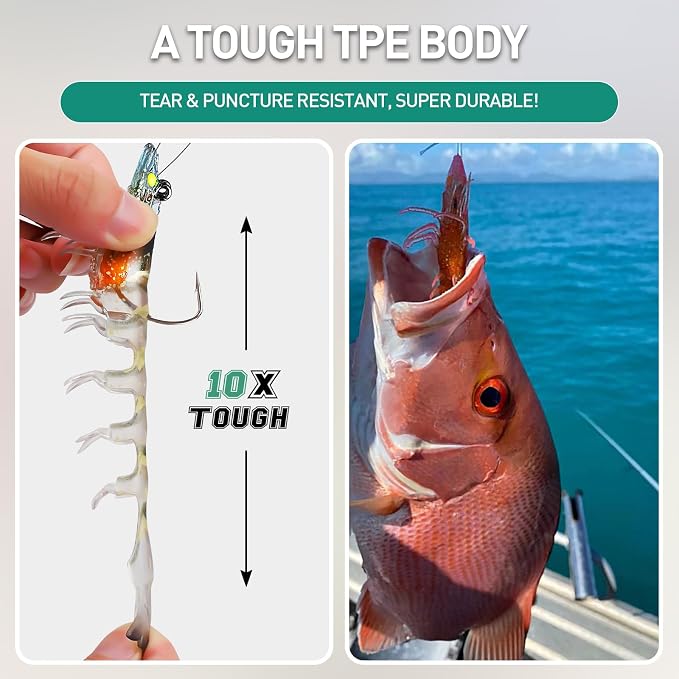 TRUSCEND Duramax Pre-Rigged Fishing Lures with BKK Jig Hooks, 10X Tear-Resistant TPE Soft Swimbaits for Bass Striper Trout Crappie Walleye Grouper, Lifelike Fishing Baits for Saltwater and Freshwater