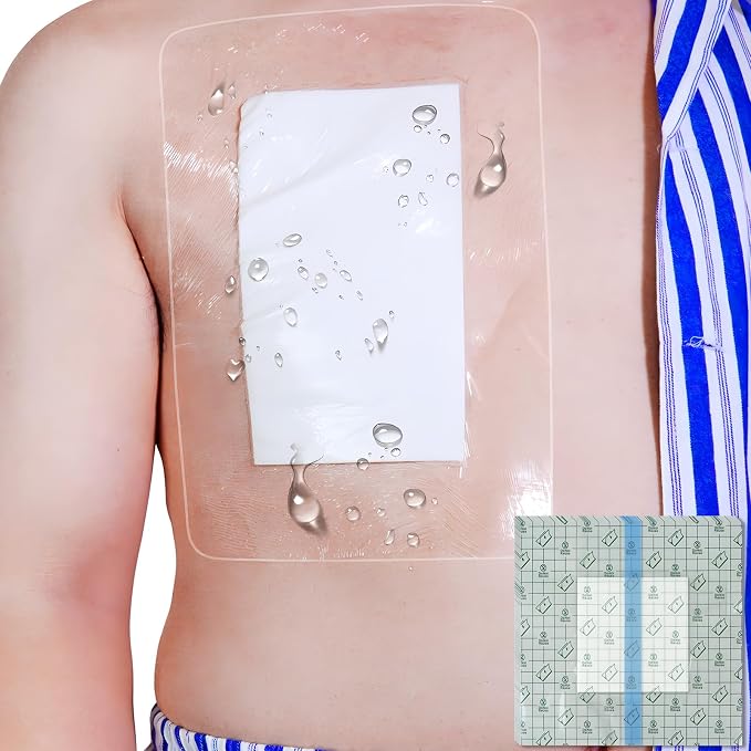 Waterproof Shower Protector Large Cover Shields for PICC Central Line Peritoneal Dialysis Chest Port Feeding Tube PD Catheter Accessories Bandages with Non-Stick Center Pad 12"x12"(Pack of 14)