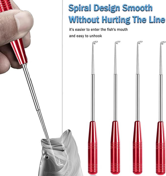 Fish Hook Remover Tool, Fishing Hook Quick Removal Descending Device, Fishing Gear Security Equipment Kits for Adult, Hook Extractor Accessories Detacher Tools with 4PCS Storage Tube