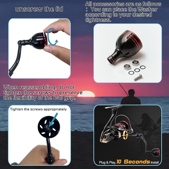 63mm (2.48 Inch) Replacement Fishing Reel Handle - Compatible with Shimano FL/FM Stella Vanford Vanquish Nasci