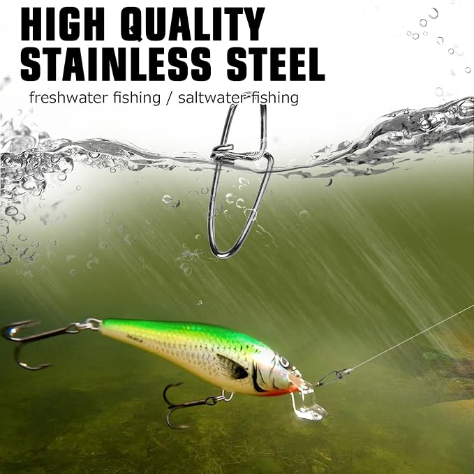 AMYSPORTS Stainless Quick Fishing Snap Kit Power Clip Fishing Snap Saltwater Corrosion Resistance Snaps Swivels Lock Freshwater Connector