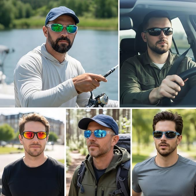 Sports Polarized Sunglasses for Men Women Wrap Around Sun Glasses Fishing Cycling Driving Running UV Protection