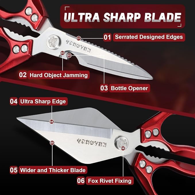 Dream Reach Kitchen Shears Set - Heavy Duty Kitchen Scissors for Food with Ergonomic Handle, Poultry Shears for Chicken, Meat, Seafood, Bone Cutting, Gifts for Men Women
