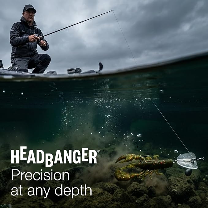 Headbanger BottomRocker Deep Diving Jig Head – Weedless Swimbait Head for Craws & Creature Baits – Patented Action Lip Prevents Rising – Texas Rig Bass Lure – 3/8 oz & 1/2 oz