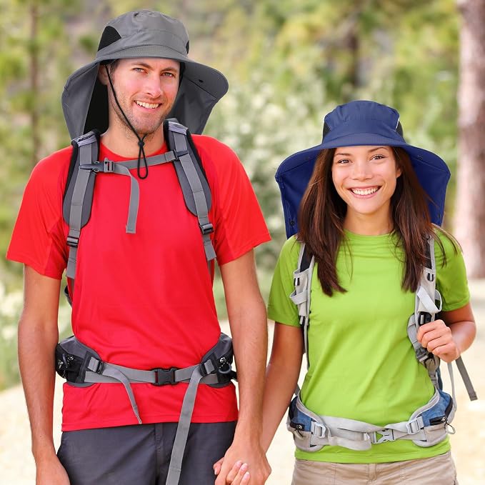 Xuhal 12 Pcs Fishing Sun Hat for Men Women Wide Brim UV Sun Protection Cap Summer Outdoor Hiking Hat Neck and Face Flap