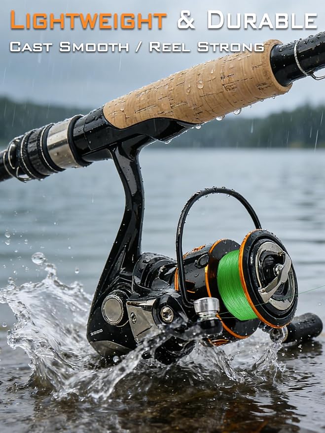 Jenseits Lightweight Spinning Fishing Reel, Sealed Carbon Fiber Up to 20 LB Max Drag, 5+1/6+1BB for Freshwater, 5.2:1 Gear Ratio,CNC Aluminum Spool,1000 Perfect for Ice Fishing, 2000-5000 Series