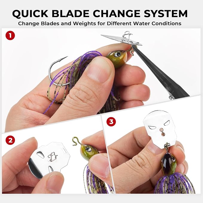 MadBite by KastKing Bladed Jig Fishing Lures, Multi-Color Kits, Irresistible Vibrating Action, Sticky-Sharp Heavy-Wire Needle Point Hooks, Popular 3/8 oz and 1/2 oz Sizes, Includes Storage Box