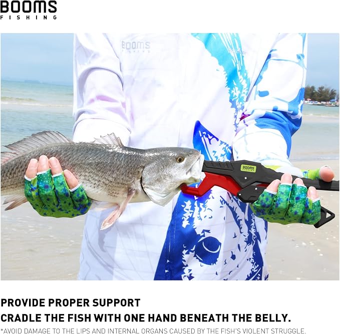 Booms Fishing G05 Lip Gripper Saltwater, 9.4" Plastic Catfish Grippers Pliers, Grabber Tool With Lanyard, Grips for Kayak Fishing Accessories, Great Holder for Caught Fish