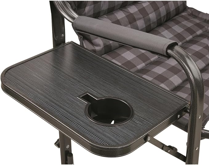 Guide Gear XL Comfort Padded Director’s Camp Chair; 400-lb. Capacity, for Camping, Fishing or by the Beach and Swimming Pool Gray Plaid