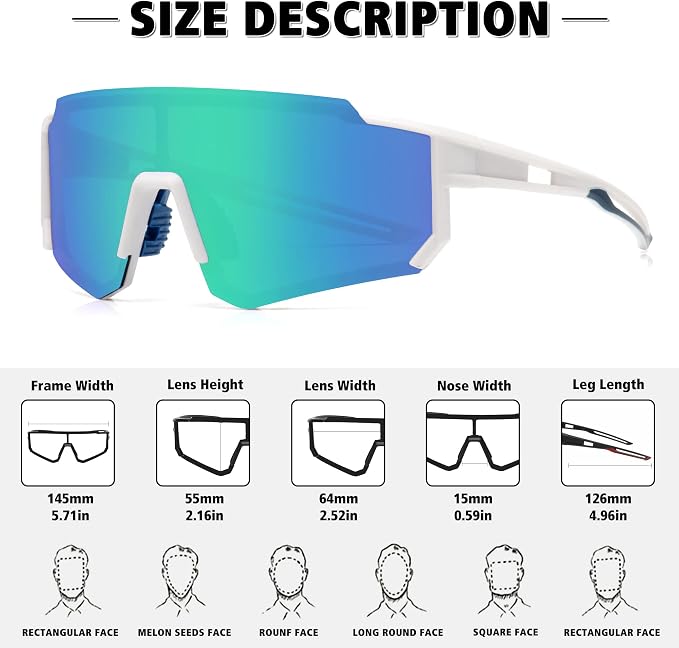 STORYCOAST Polarized Sports Sunglasses for Men Women,Driving Fishing Cycling Mountain Bike Sunglasses UV400 Protection