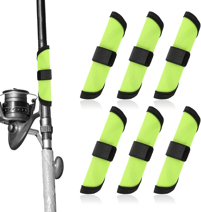 Gosknor 6pcs Lure Wrap, 5.9 Inch Fishing Lure Covers Bait Gloves Fish Hook Storage Protectors Pole Sleeve Guard to Keep Fishermen Fishing Safe for Fishing Rod (Green)