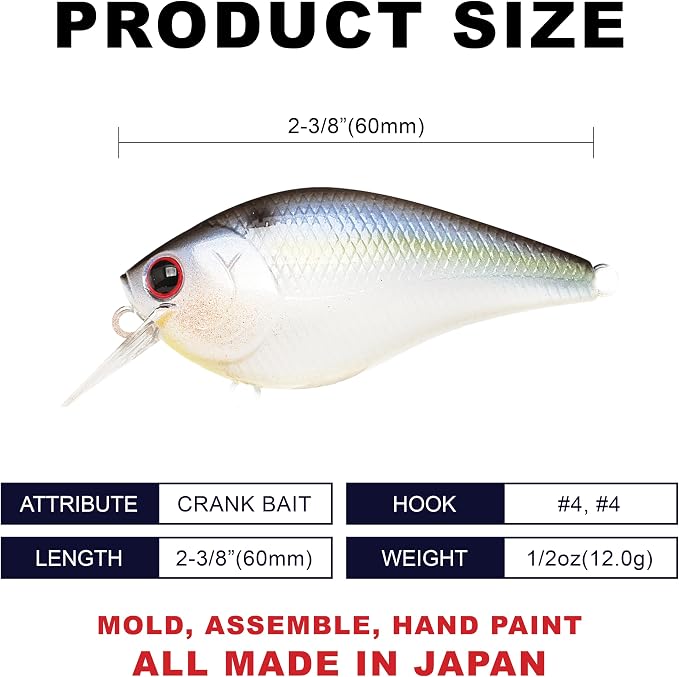 LUCKY CRAFT LC 1.5 Silent Squarebill Crankbait Fishing Lure, 2-3/8", Bass Fishing Lures for Freshwater, Hard Crankbait with Treble Fishing Hooks, Fishing Accessories