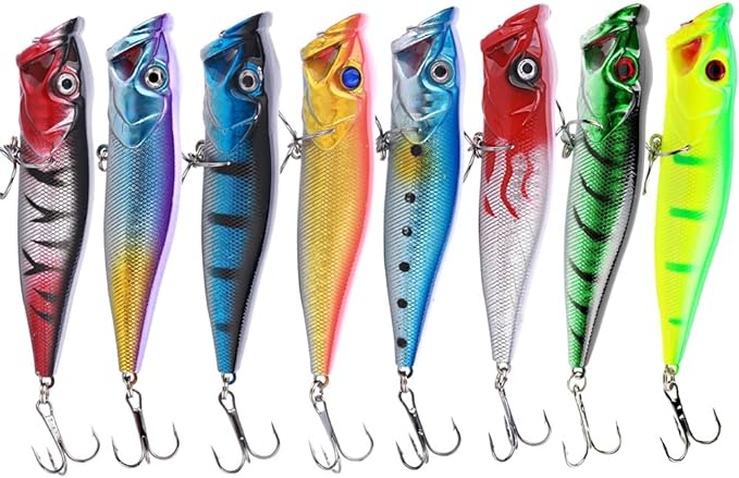 Sougayilang Fishing Lures Large Hard Bait Minnow VIB Lure with Treble Hook Life-Like Swimbait Fishing Bait Popper Crankbait Vibe Sinking Lure for Bass Trout Walleye Redfish