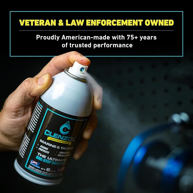 CLENZOIL Marine & Tackle - Fishing Gear Oil Lubricant - for Fish Care Reels, Boat Motors, Downriggers & More - Easily Oils Applicator
