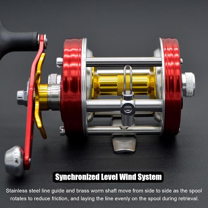 X-Tribe Round Baitcasting Fishing Reel, Synchronized Level Wind System, 17 LBs Powerful Carbon Drag, 5.3:1 Gear Ratio, Single Power Handle, All Metal Frame and Side Covers for Saltwater