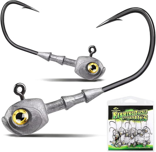 LUCKYFISHING Swimbait Jig Head 40/30/25/20/15Pcs Freshwater Saltwater Jig Heads for Bass Walleye Trout Fishing Gifts for Men 1/8oz 1/5oz 1/4oz 3/8oz 1/2oz