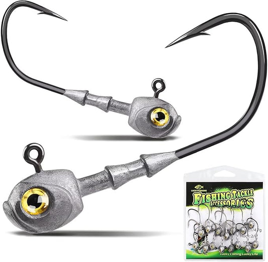 LUCKYFISHING Swimbait Jig Head 40/30/25/20/15Pcs Freshwater Saltwater Jig Heads for Bass Walleye Trout Fishing Gifts for Men 1/8oz 1/5oz 1/4oz 3/8oz 1/2oz