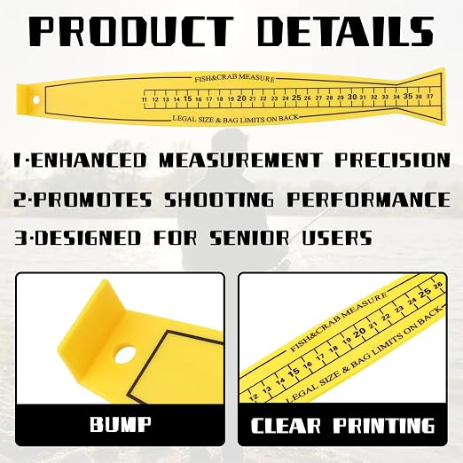 15 Inch Fish Measuring Board Lightweight Fish Ruler Bump Board - Fishing Ruler for Crabs and Fish, Portable Kayak/Boat Measuring Tool Easy to Read (Yellow)