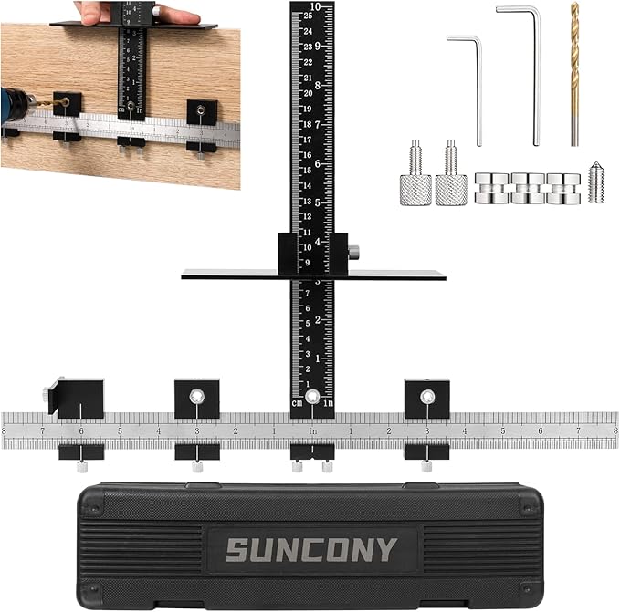 Cabinet Hardware Jig, Aluminum Alloy Pull Template with Adjustable of Door and Drawer Knobs Installation, Drill Guide Sleeve Drawer Pull Jig for Handles and Pulls