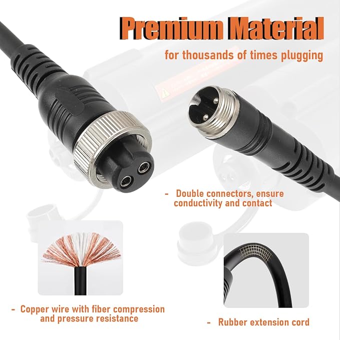 1.5FT Rust-Proof Power Cord Electric Fishing Reel Battery Power Cable 800MJ Electric Winch Power Supply line fit for Daiwa Shimano Fishing Reel Super Air Cord BM LB Prof PrB ProS