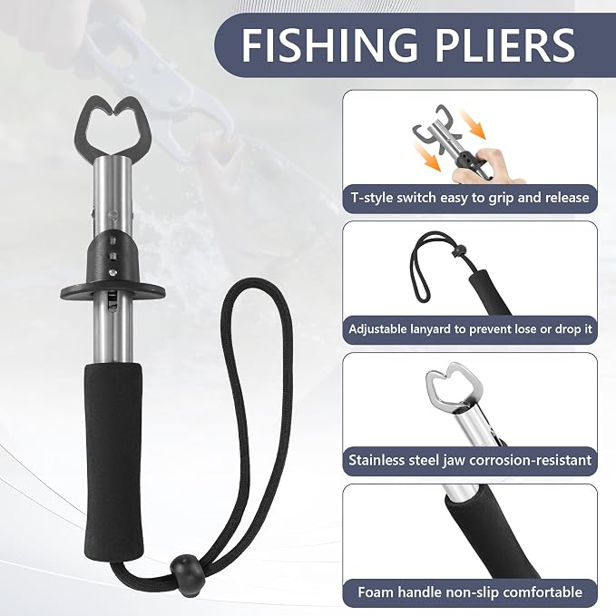 GMAK Fishing Backpack with Tackle Boxes, Fishing Sling Tackle Backpack Bag for Fish Gear With Rod Holder, Fish Kits Gifts for Men Women with Lures, Pliers, Lip Gripper, Black Kit