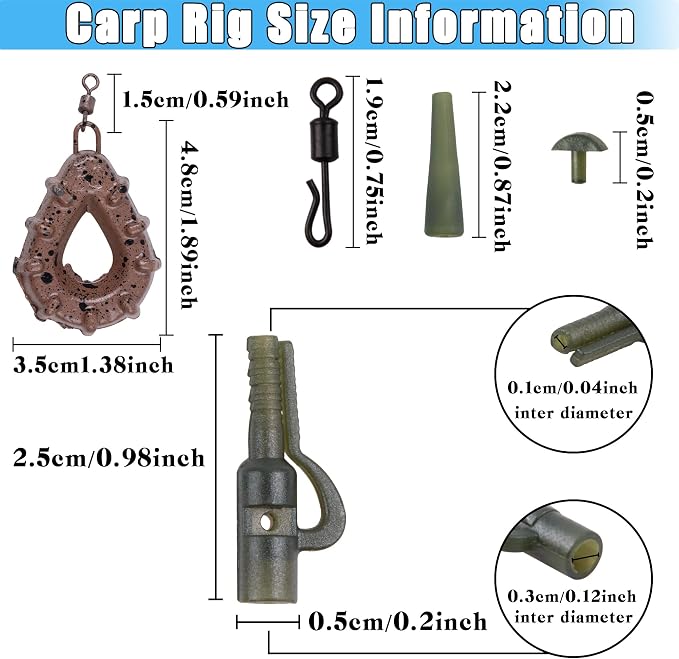 Carp Fishing Rig Set Hair Rigs Fishing Accessories with Weight Sinker Quick Change Rolling Swivel Sleeves Barb Hook Corn Bait Carp Tackle Rigs