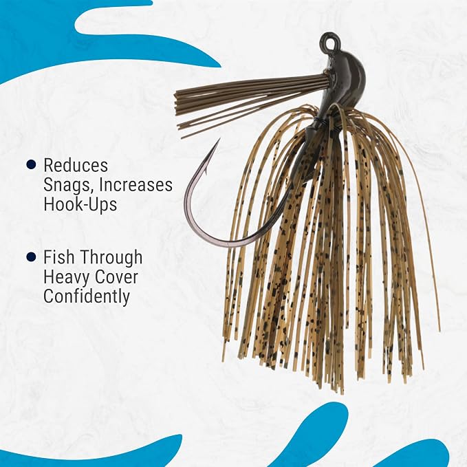 Reaction Tackle Flipping Jigs for Bass Fishing – Weedless Design Fishing Jig Head Fishing Lures - Bass, Pike, Walleye, Muskie and More (3-Pack)