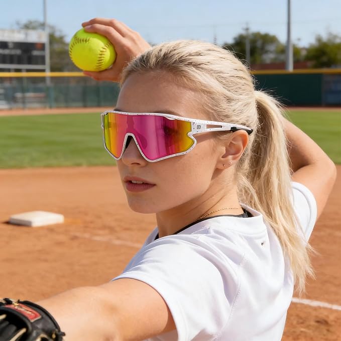 DUCO Polarized Sports Sunglasses for Men Women: UV400 Protection 24g Wrap Around Glasses for Baseball Running Hiking DC0023