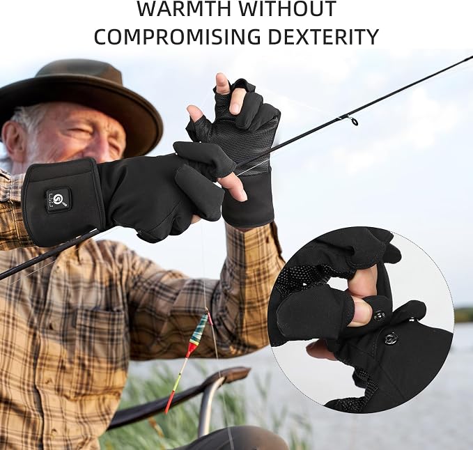 Heated Gloves for Men Women Cold Weather,Electric Rechargeable Gloves,Winter Outdoor Hand Warmer for Camping Hunting Fishing Working Riding Driving Photography