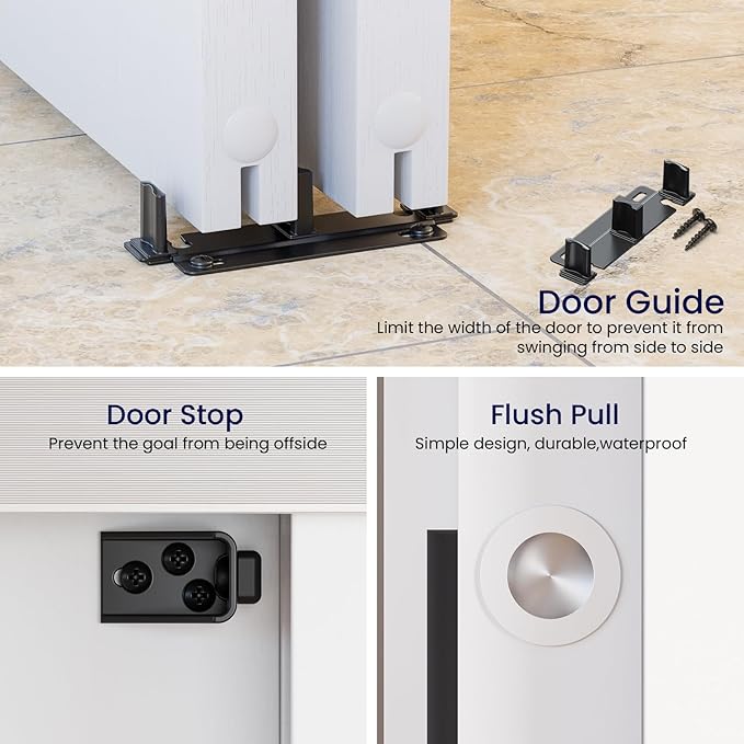 SMARTSTANDARD 96"/8FT Bypass Sliding Door Hardware Kit for Cabinet Closet, Aluminum Alloy Door Hardware with Finger Pull, for 2 Door System, Smoothly and Quietly, Fit 45.5" Wide Door Panel, No Door