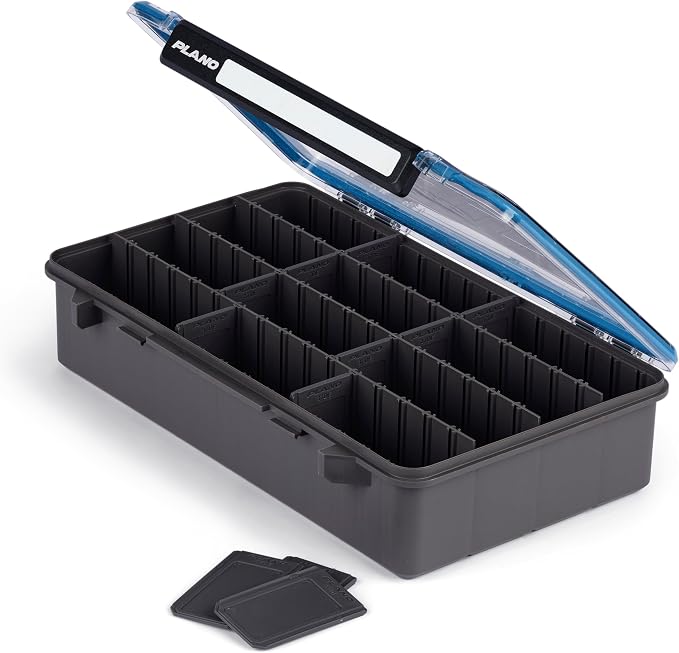 Plano StowAway 3700 Waterproof Deep Stow Tackle Box, IPX7 Waterproof, with Rustricor, Single Latch Design, Transparent DuraView Lid, Stackable Storage for Fishing Bait, Lures and Gear