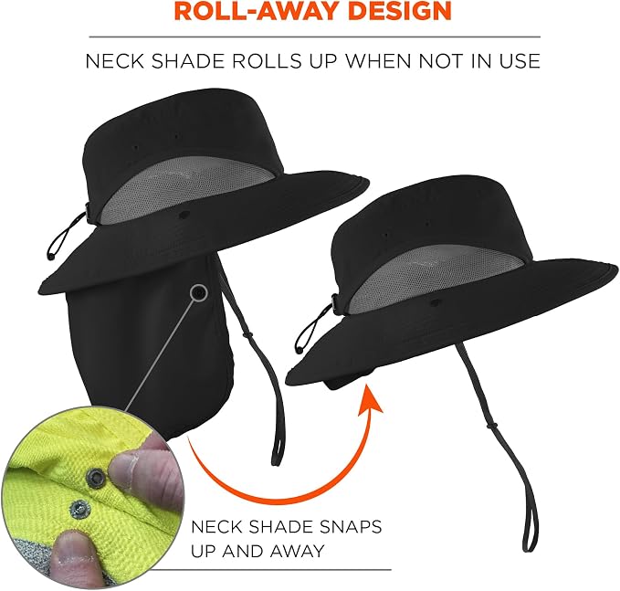 Ergodyne Unisex Adult Chill-its 8934 Ranger Hat with Neck Shade