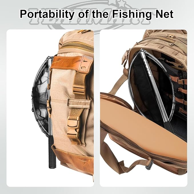 Yeahmart Fishing Landing Net with Telescopic Aluminum Handle Pole, Collapsible Nylon Mesh Minnow Fish Net for Saltwater & Freshwater, Portable Fishing Gear for Kids, Men, Women, Extends 21-75 Inches