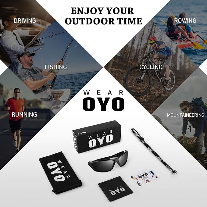 WEAROYO Polarized Sports Sunglasses for Men Women,Fishing Driving Rectangular Goggles UV400 Protection