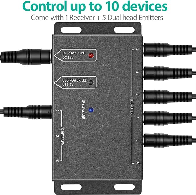 Infrared Repeater System IR Repeater Kit Control Up to 10 Devices Hidden IR System Infrared Remote Control Extender Kit