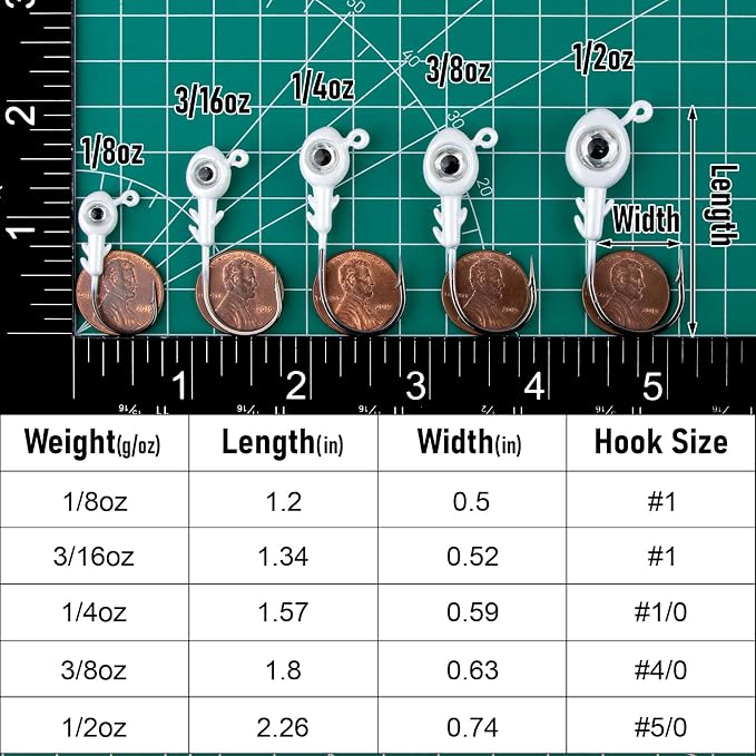 Dr.Fish 10 Pack Fishing Eyes Jigs 3D Eyes Trout Heads Bass Hook Saltwater Swimbait Jig Heads Freshwater Walleye Redfish Striper