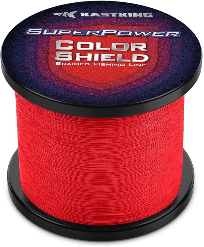 KastKing Superpower ColorShield Braided Fishing Line - Colorfast Braided Line, 100% Solution Dyed UHMWPE Fiber, Smooth & Strong Superline, Near Zero Stretch, Sensitive, High Abrasion Resistance