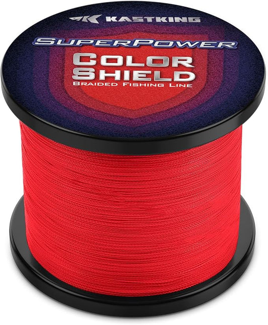 KastKing Superpower ColorShield Braided Fishing Line - Colorfast Braided Line, 100% Solution Dyed UHMWPE Fiber, Smooth & Strong Superline, Near Zero Stretch, Sensitive, High Abrasion Resistance