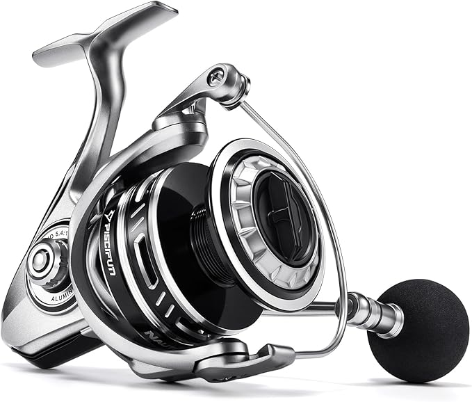 Piscifun NautiX Spinning Reel, Aluminum Spinning Fishing Reel, CNC Aluminum Gear, 33LBs Max Drag, 8+1 Sealed BB, 6.0:1/5.4:1 Gear Ratio, Smooth Powerful Freshwater Saltwater Reel