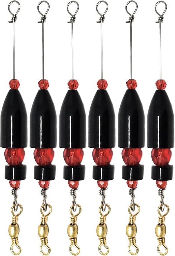Reaction Tackle Carolina Rigs for Bass Fishing- Freshwater Saltwater - Brass Pre Rigged Kit- Fishing Weights Barrel Sinkers 6-Pack
