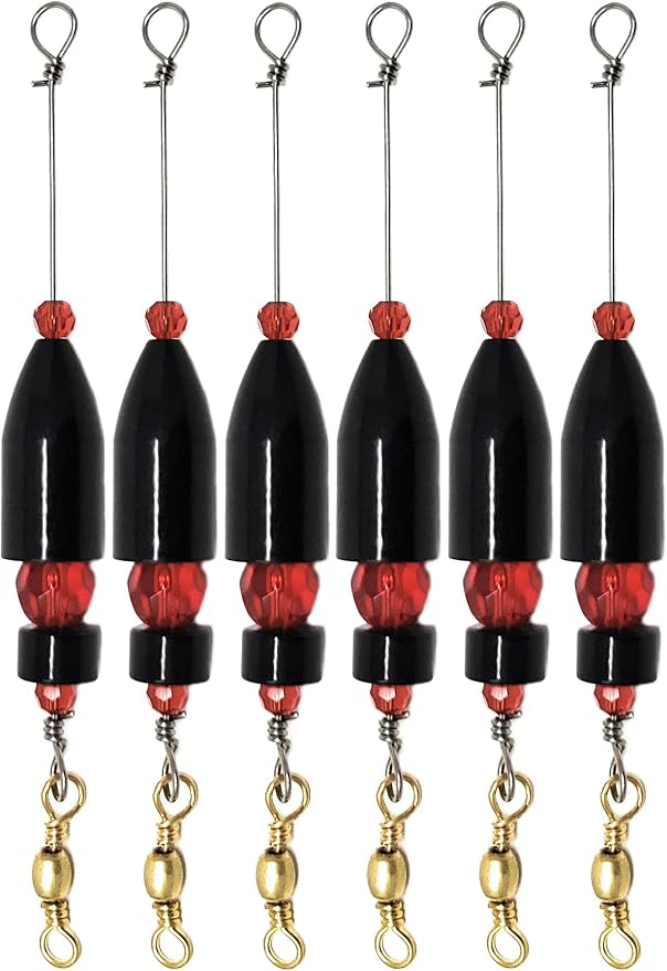 Reaction Tackle Carolina Rigs for Bass Fishing- Freshwater Saltwater - Brass Pre Rigged Kit- Fishing Weights Barrel Sinkers 6-Pack