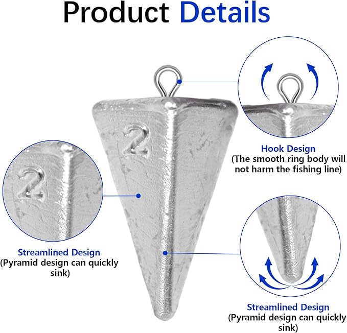 Pyramid Fishing Weights Sinkers Kits Triangle Ocean Saltwater Surf Fishing Gear Tackle Bullet Fishing Weights Sinker 2oz 3oz 4oz