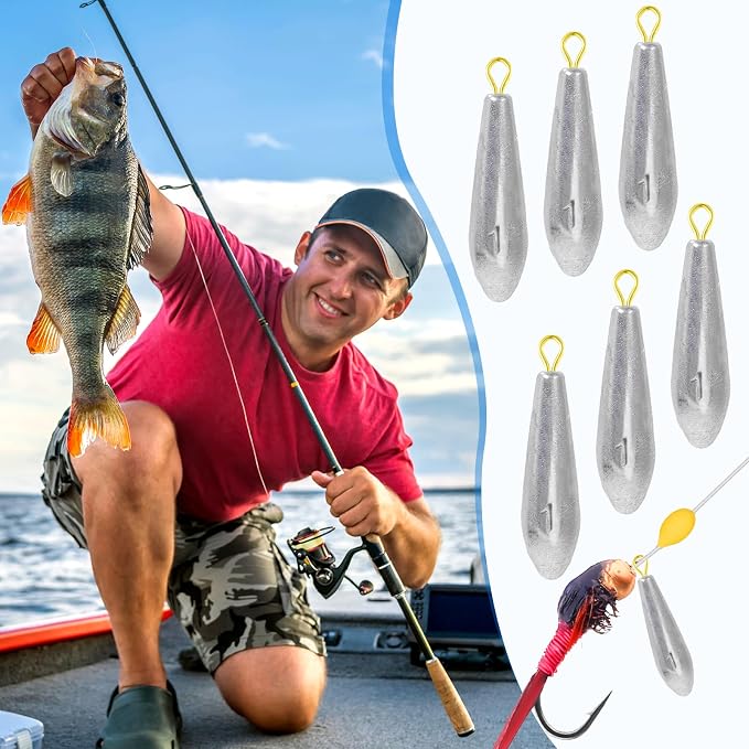 Landhoow Drop Shot Fishing Sinker Weights Kit Freshwater Catfishing Fishing Sinker Bass Casting Removable Line Saltwater Streamlined Snap Weight for Trolling Surf Tackle